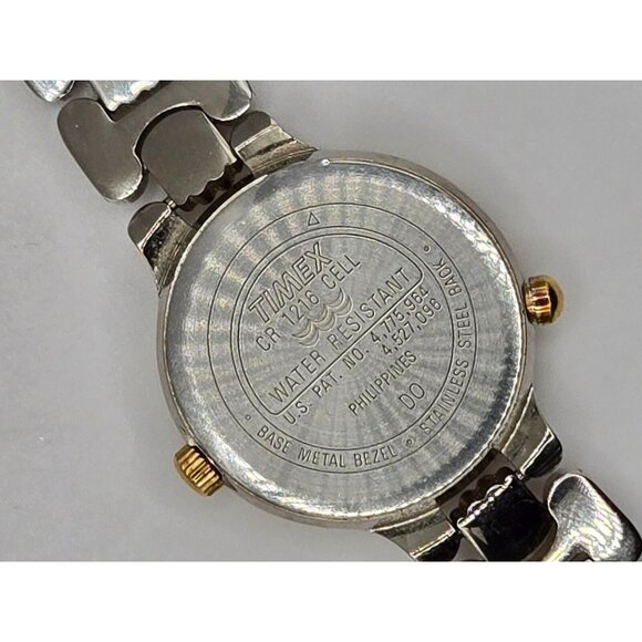Timex Indiglo Women's Two Tone Quartz Watch CR 1216 Stainless Back - Picture 4 of 6